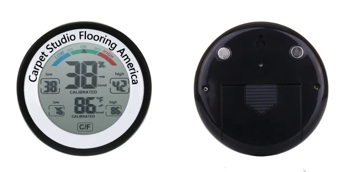 Carpet Studio Flooring America custom-branded thermo-hygrometer