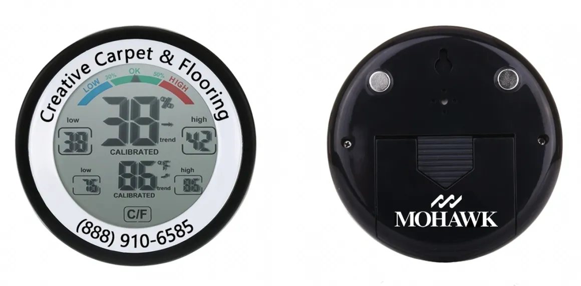 Creative Carpet & Flooring / Mohawk custom-branded thermo-hygrometer