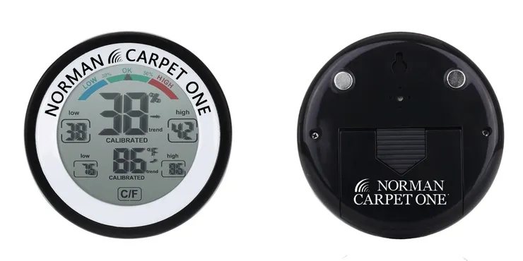 Norman Carpet One custom-branded thermo-hygrometer