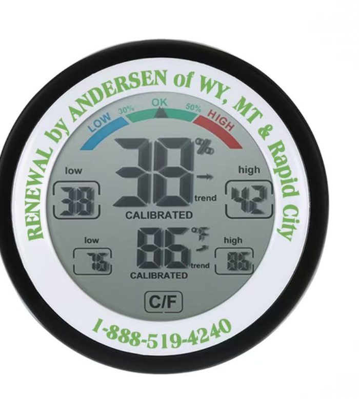 Renewal by Andersen branded thermo-hygrometer