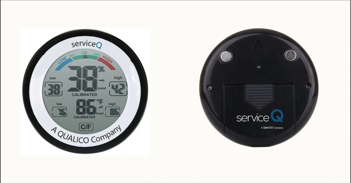 Service Q &mdash; A Qualico Company custom-branded thermo-hygrometer