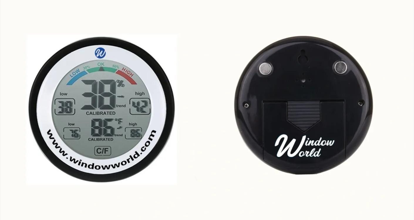 Window World custom-branded thermo-hygrometer
